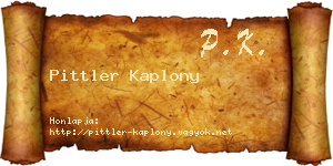 Pittler Kaplony névjegykártya